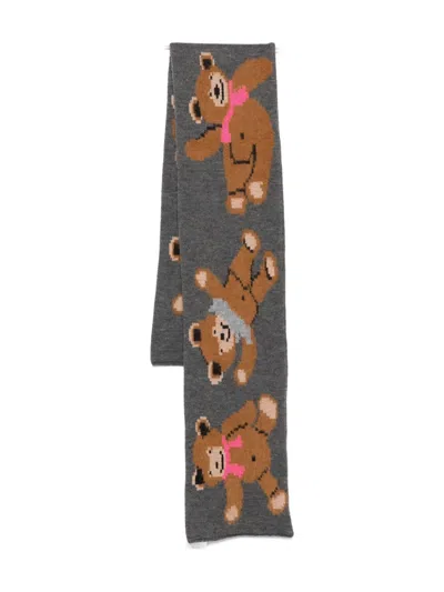 Magliano Embroidered Wool-blend Scarf In Gray