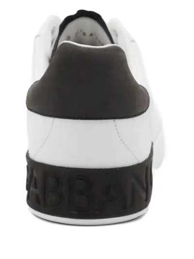 Dolce & Gabbana Portifano Panelled Leather Sneakers In White