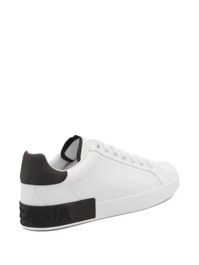 Dolce & Gabbana Portifano Panelled Leather Sneakers In White