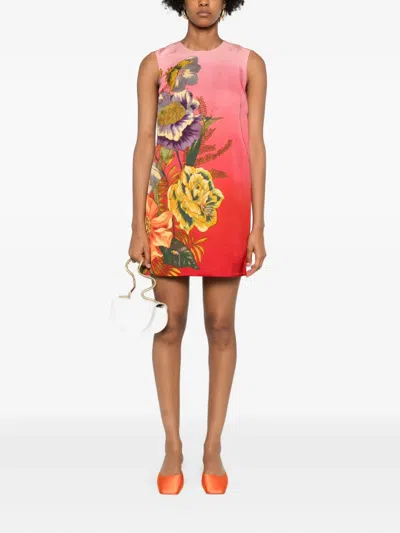 Alemais Inez Printed Linen-blend Mini Shift Dress In Pink