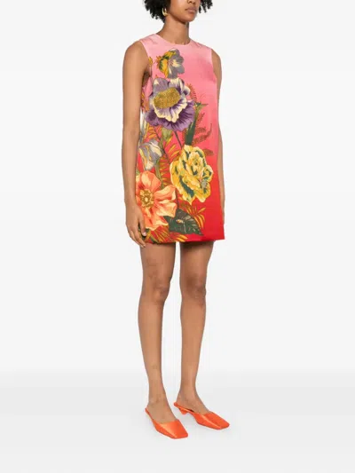 Alemais Inez Printed Linen-blend Mini Shift Dress In Pink