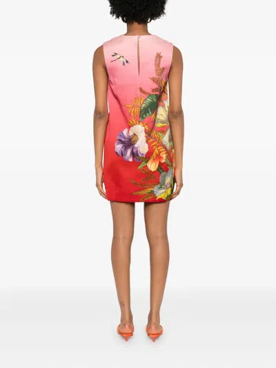 Alemais Inez Printed Linen-blend Mini Shift Dress In Pink
