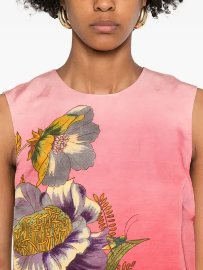 Alemais Inez Printed Linen-blend Mini Shift Dress In Pink