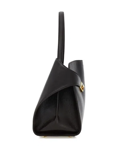 Ferragamo Dark Brown Leather Medium Hug Soft Shoulder Bag In Black