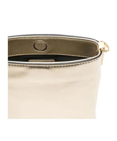 Pinko Metallic-effect Leather Cross Body Bag In Nude