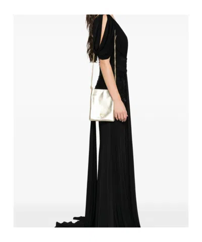 Pinko Metallic-effect Leather Cross Body Bag In Nude