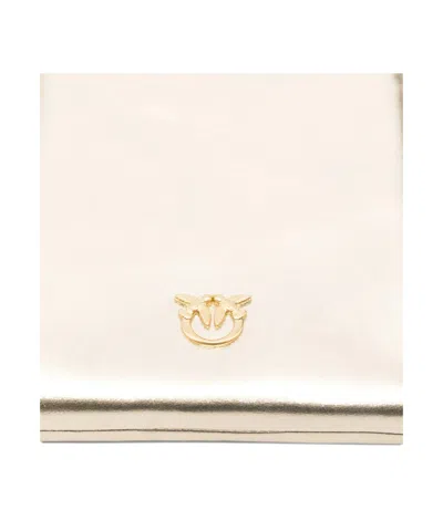 Pinko Metallic-effect Leather Cross Body Bag In Nude