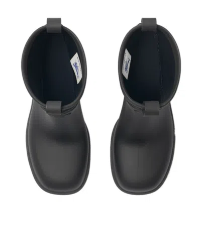 Burberry Marsh Stamp Checked Nylon-trimmed Rubber Ankle Boots In Black