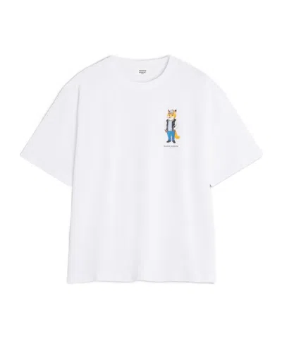 Maison Kitsuné T-shirt With Dressed Fox Embroidery In White