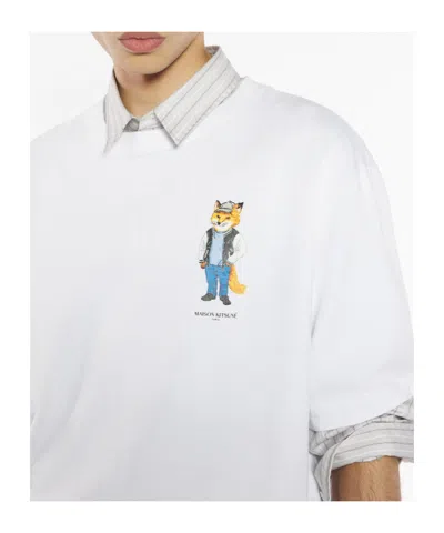Maison Kitsuné T-shirt With Dressed Fox Embroidery In White