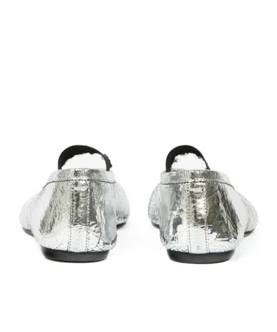 Maison Margiela Tabi Split-toe Metallic Cracked-leather Ballet Flats In Silver