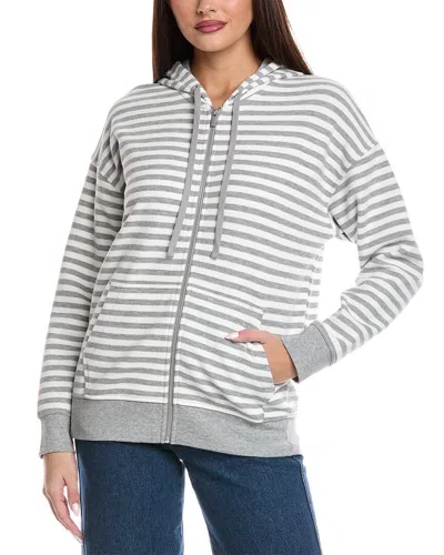 Splendid Zip Up Stripe Hoodie Light Heather Grey Stripe In Gray