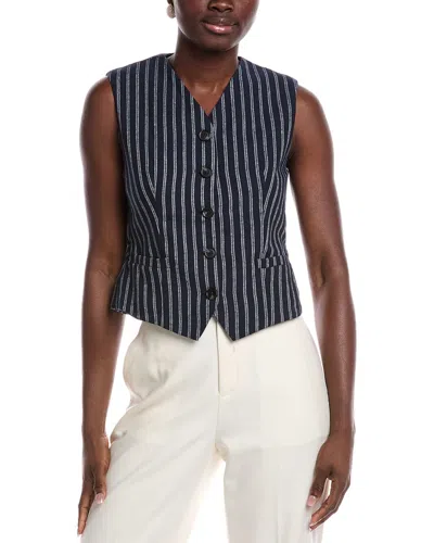 Gracia Linen-blend Waistcoat In Blue
