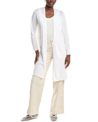 Eileen Fisher Linen-blend Long Cardigan In White
