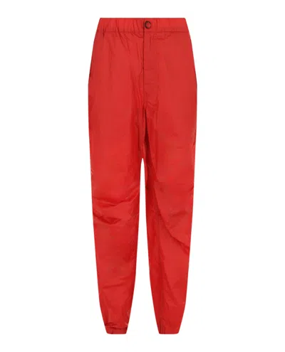 Ferragamo Coated Drawstring Straight-leg Pants In Red