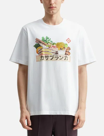 Casablanca White Cotton Short-sleeved T-shirt With Graphic Print In White