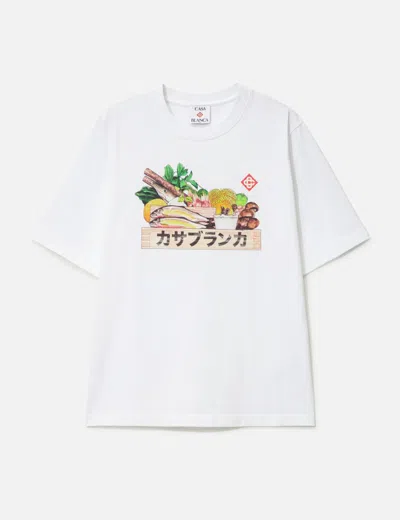 Casablanca White Cotton Short-sleeved T-shirt With Graphic Print In White