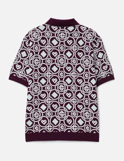 Casablanca Mens Aubergine Embroidered-logo Monogram Cotton Polo Shirt In Multi