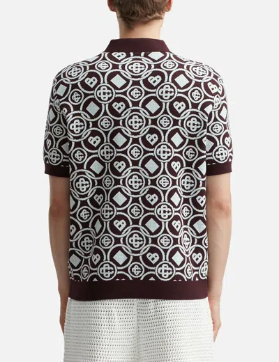 Casablanca Mens Aubergine Embroidered-logo Monogram Cotton Polo Shirt In Multi