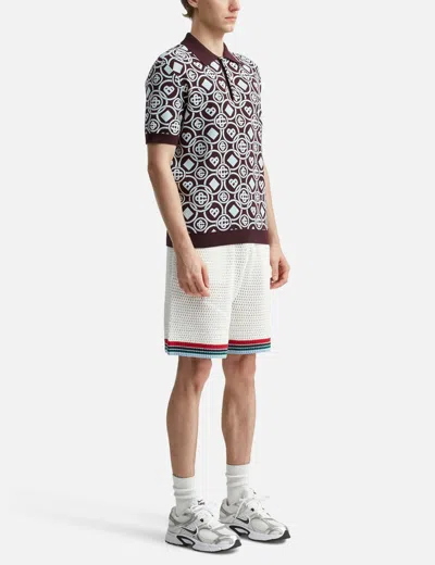 Casablanca Mens Aubergine Embroidered-logo Monogram Cotton Polo Shirt In Multi