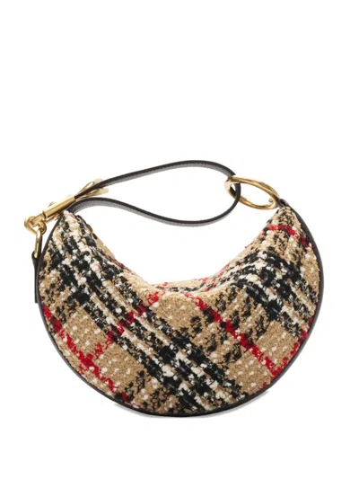 Burberry Knight Arc Boucle Check Shoulder Bag In Brown