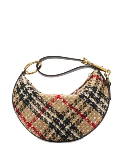 Burberry Knight Arc Boucle Check Shoulder Bag In Brown