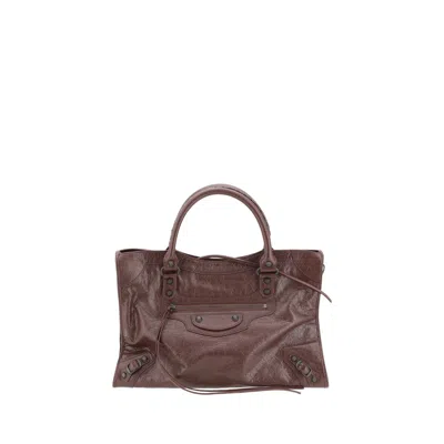 Balenciaga Womens Dark Burgundy Le City Medium Leather Top-handle Bag