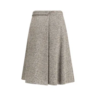Brunello Cucinelli Women Virgin Wool Midi Skirt In Brown