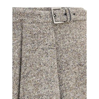 Brunello Cucinelli Women Virgin Wool Midi Skirt In Brown