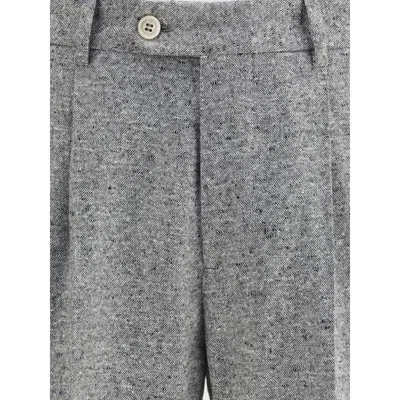 Brunello Cucinelli Men Wool And Cashmere Buttoned Grisaille Suit In Gray