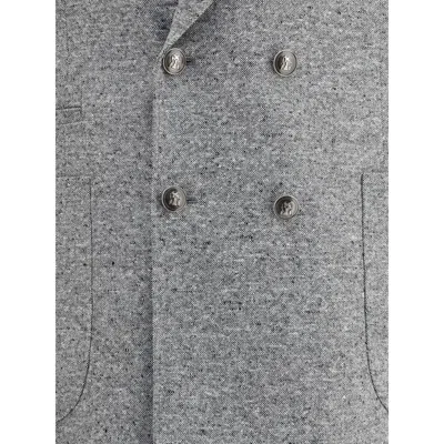 Brunello Cucinelli Men Wool And Cashmere Buttoned Grisaille Suit In Gray