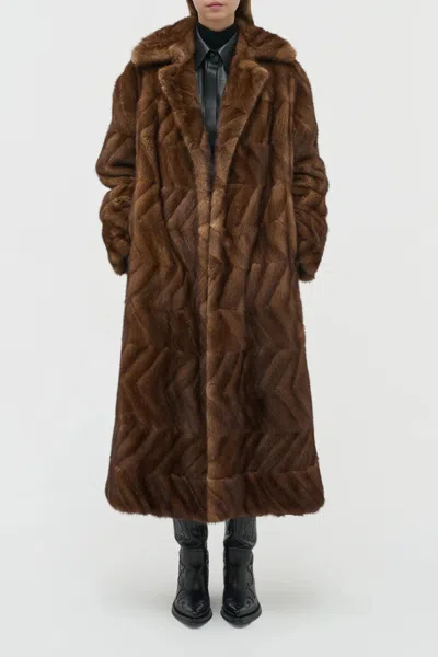 Gabriela Hearst Andal Coat In Mahogany Recycled Mink Fur In Brown