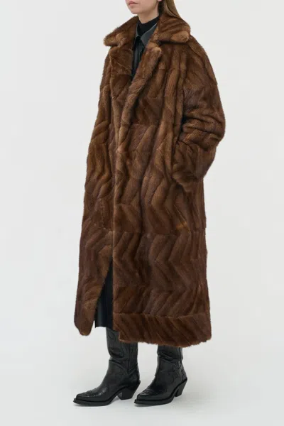 Gabriela Hearst Andal Coat In Mahogany Recycled Mink Fur In Brown