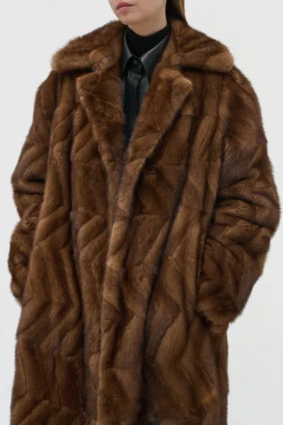 Gabriela Hearst Andal Coat In Mahogany Recycled Mink Fur In Brown