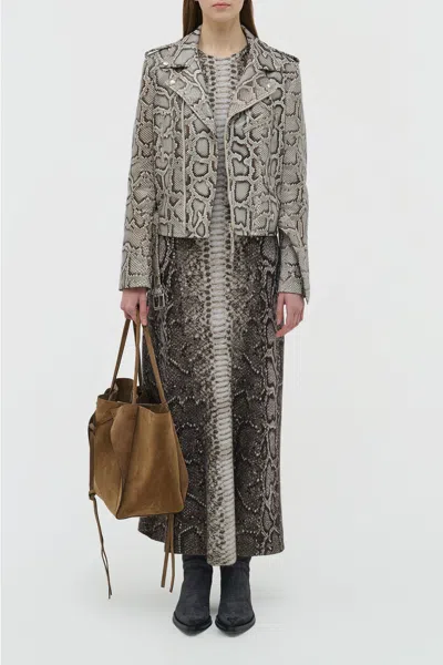 Gabriela Hearst Snake-effect Jacquard-knit Cashmere And Silk Blend Maxi Dress In Gray