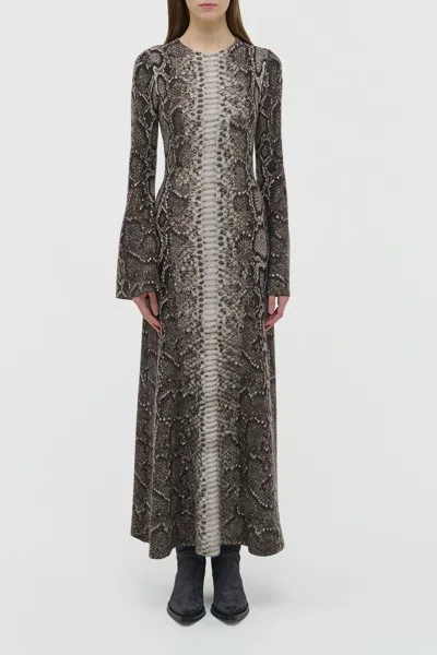 Gabriela Hearst Snake-effect Jacquard-knit Cashmere And Silk Blend Maxi Dress In Gray