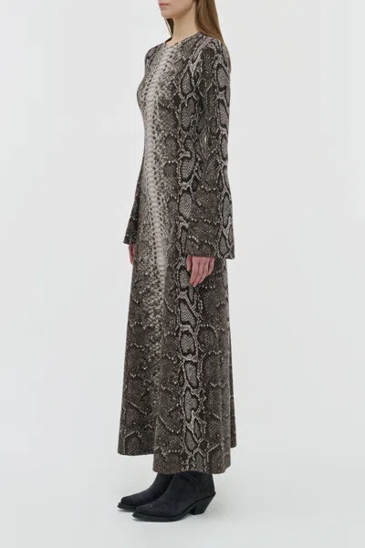 Gabriela Hearst Snake-effect Jacquard-knit Cashmere And Silk Blend Maxi Dress In Gray