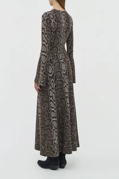 Gabriela Hearst Snake-effect Jacquard-knit Cashmere And Silk Blend Maxi Dress In Gray