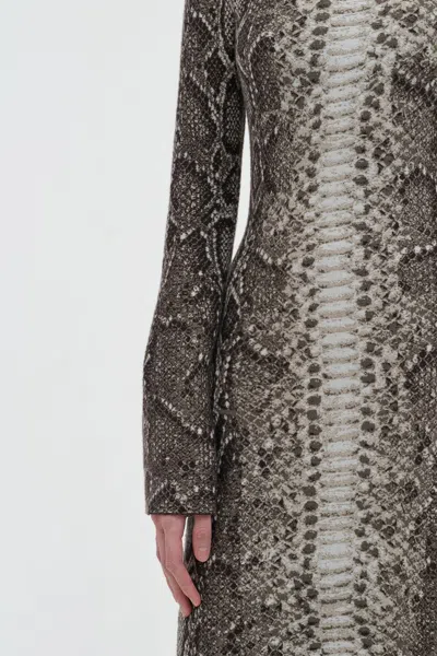 Gabriela Hearst Snake-effect Jacquard-knit Cashmere And Silk Blend Maxi Dress In Gray