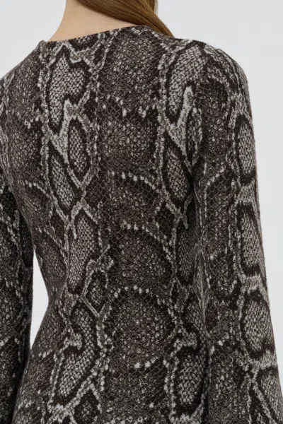 Gabriela Hearst Snake-effect Jacquard-knit Cashmere And Silk Blend Maxi Dress In Gray