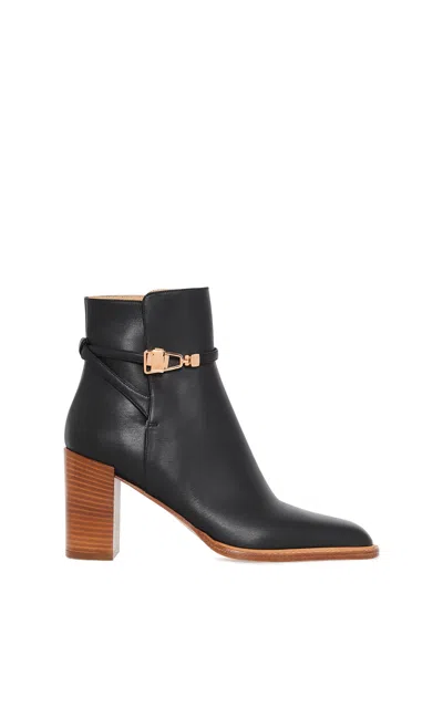 Gabriela Hearst Nina Leather Clasp Ankle Boots In Black