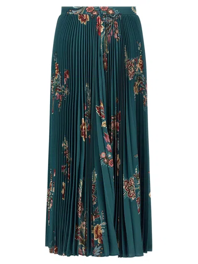 Etro Pleated Skirt Skirts Multicolor In Green