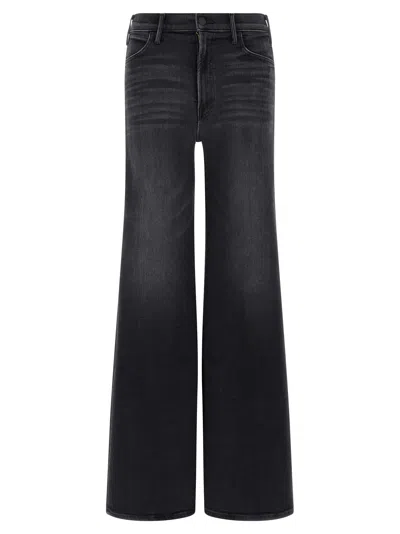 Mother Lil Hustler Roller Sneak Jeans In Not Today Satan In Black