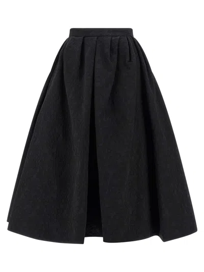 Carolina Herrera High-waisted A-line Textured Pleated Skirt In Black