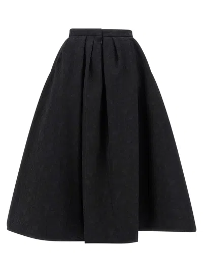 Carolina Herrera High-waisted A-line Textured Pleated Skirt In Black