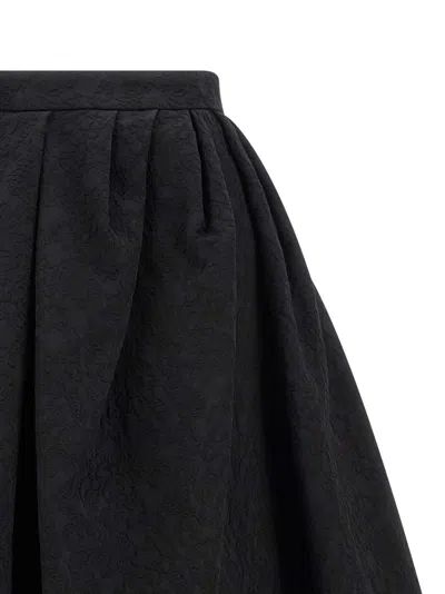 Carolina Herrera High-waisted A-line Textured Pleated Skirt In Black