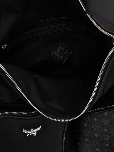 Mcm Borsa A Spalla Aren In Tessuto Nero Donna In Black