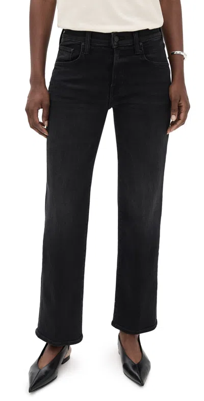 Mother The Mid Rise Rambler Zip Flood Jeans Spiked Hair Art Flair In Black