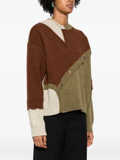 Moschino Colour-block Button-detail Sweater In Multi