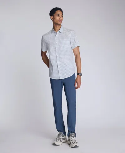 Kenneth Cole Printed Short Sleeve Pocket Button-down Shirt In Blue